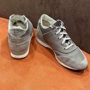 MaxMara MM37 Grey Suede Leather Lace up Sneakers 36/6